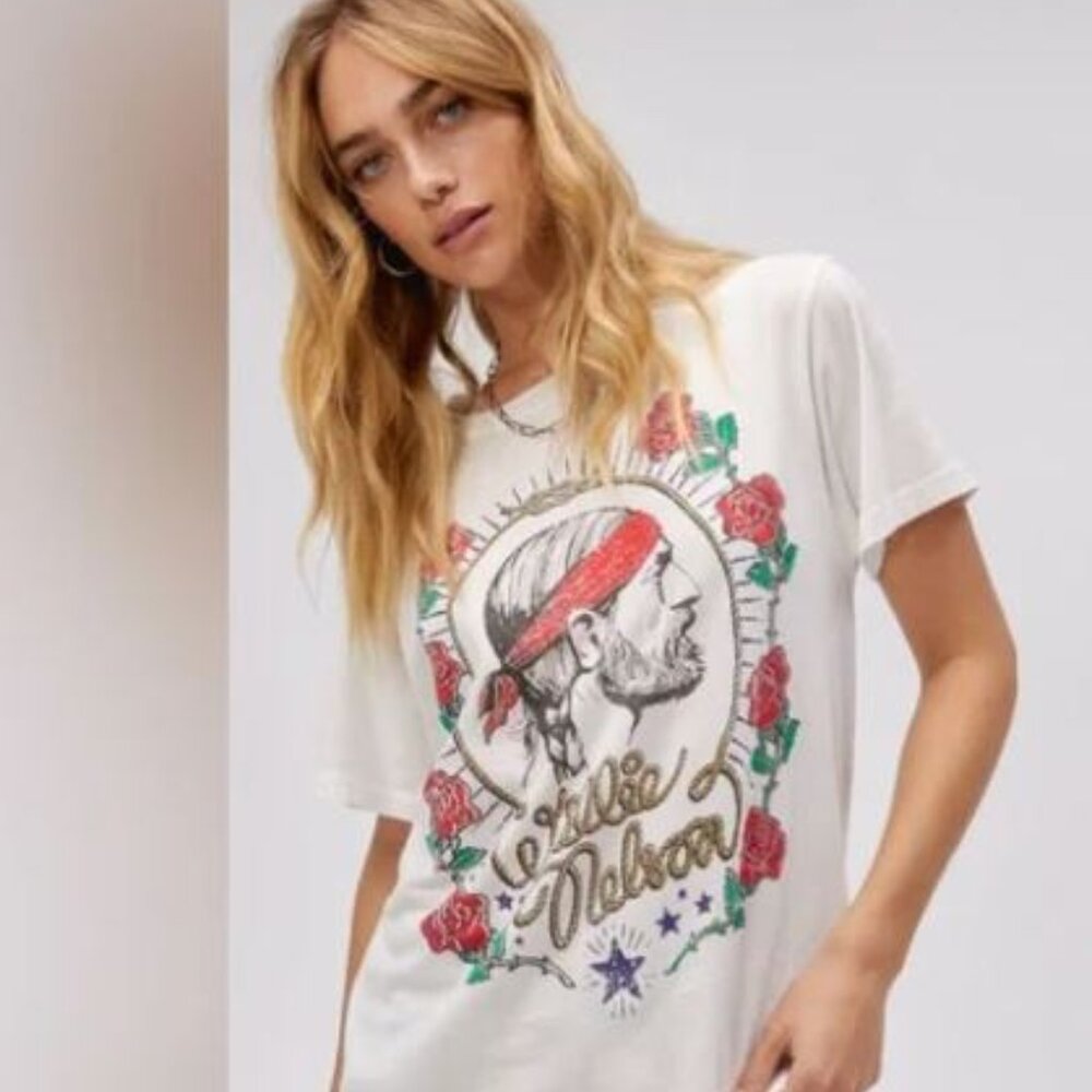 Daydreamer LA Willie Nelson Red Rose Graphic Tee XL